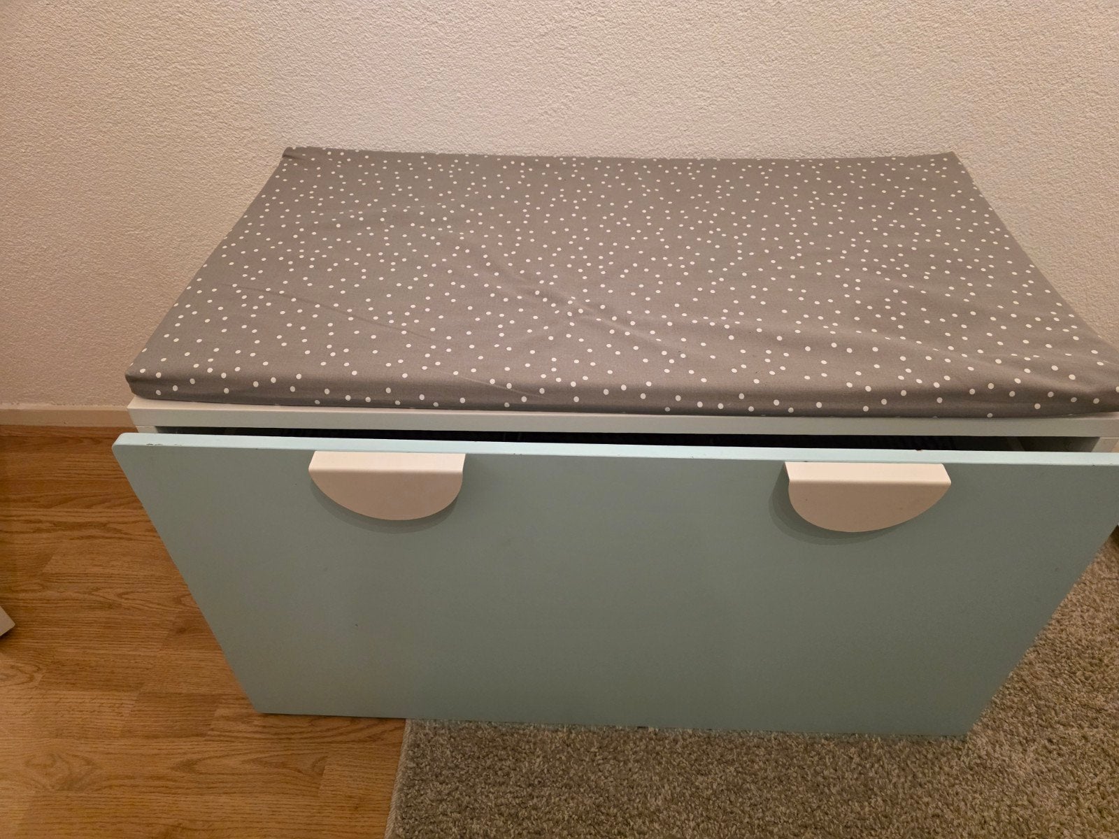 IKEA Opberg Speelgoedkist met Kussen - Lichtblauw, Ophalen, Gebruikt, Jongen of Meisje