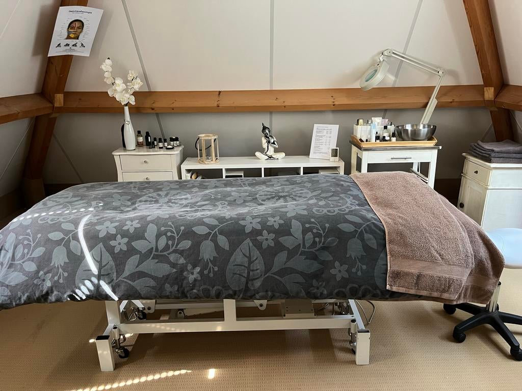 Elektrische behandel-/massagetafel met accessoires, Ophalen, Gebruikt, Meubilair