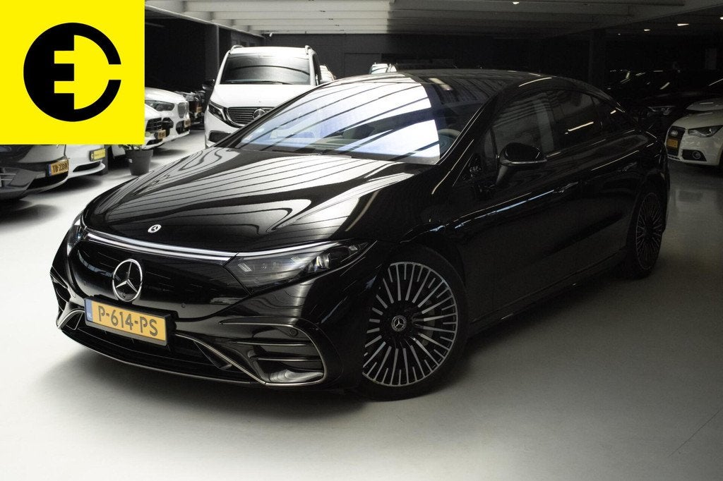 Mercedes EQS 580 4MATIC AMG Line 108 kWh | Stoelverkoeling |, Automaat, 4 stoelen, 137 €/maand, Zwart