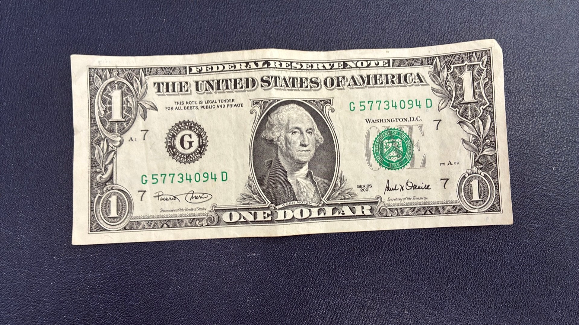USA 1 dollar serie 2001, Ophalen of Verzenden, Noord-Amerika, Los biljet