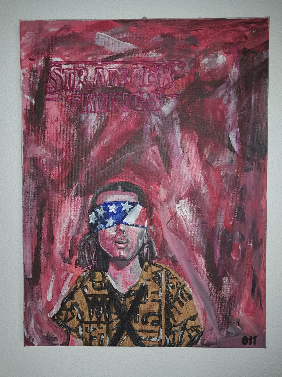Stranger Things Eleven schilderij - Handgemaakt op canvas, Antiek en Kunst, Acrylverf, Film, Verzenden, Handgeschilderd