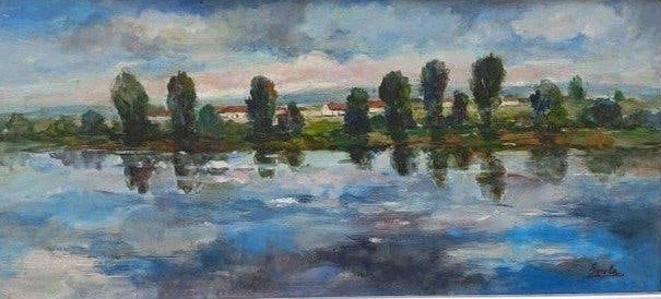 Vismeertje bij Praag - Z. Zemla, Antiek en Kunst, Impressionistisch, Ophalen of Verzenden, Origineel werk, Gemengde techniek