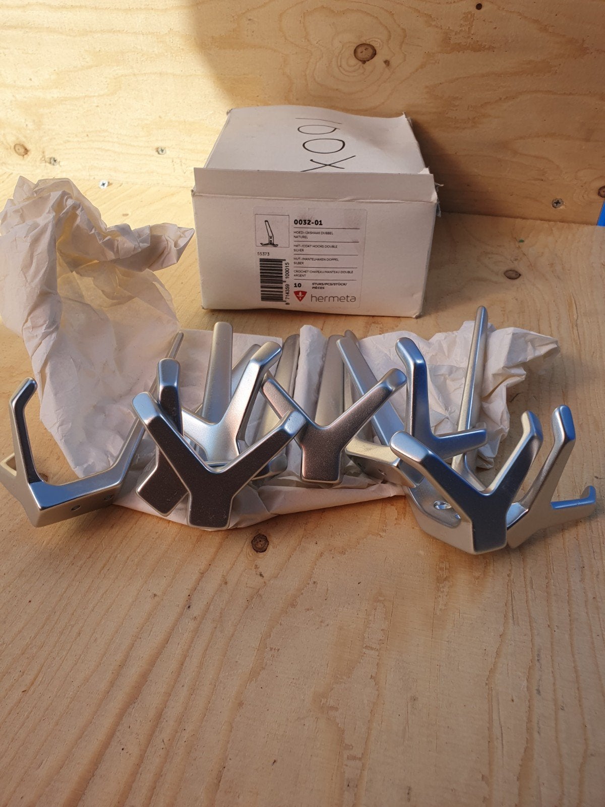 Hermeta Hoed-/Jashaak Dubbel - Zilver (10 stuks), Wandhaken, Nieuw, Ophalen of Verzenden, Minder dan 100 cm