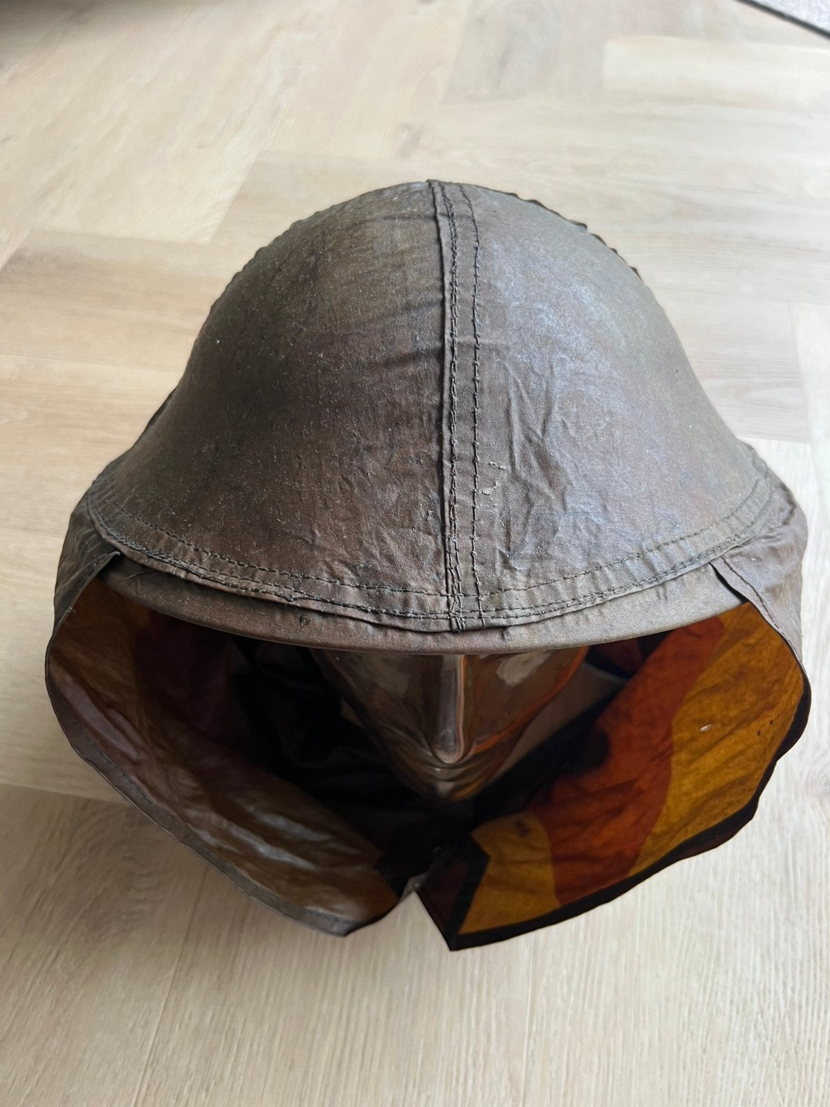 Canadese camouflage gascape met helmschaal, Ophalen of Verzenden, Landmacht, Engeland, Helm of Baret