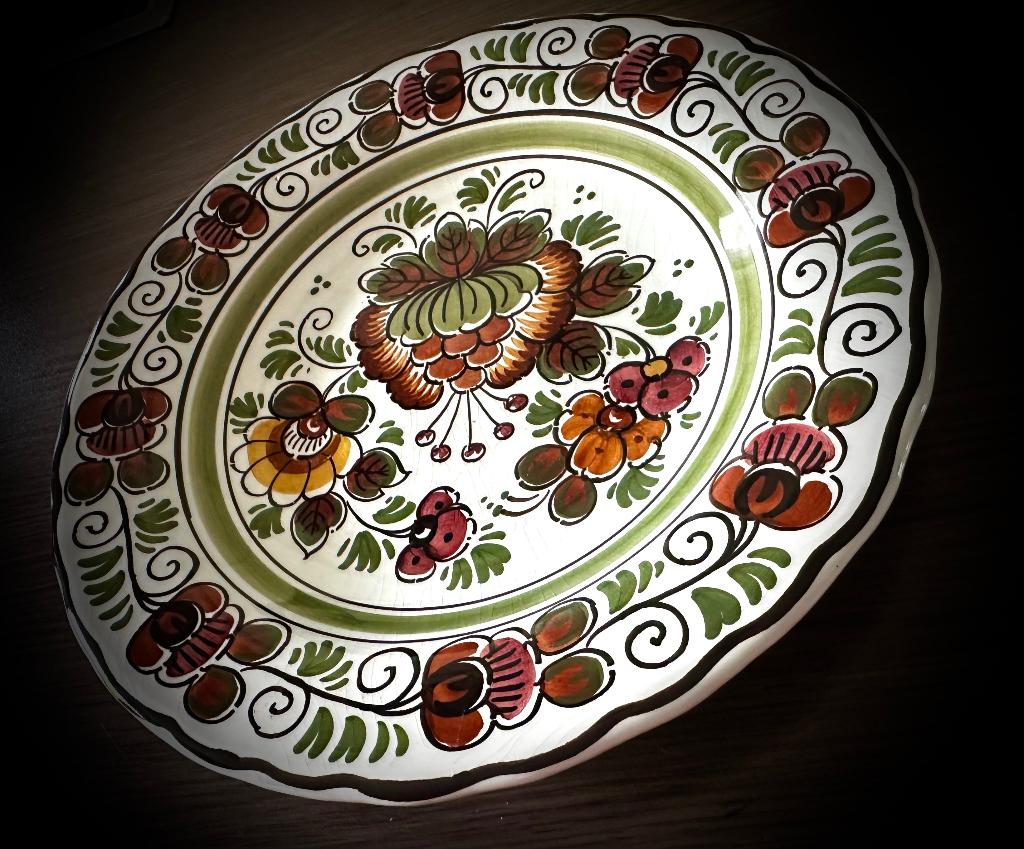 Vintage Sierbord Gilde Duits Aardewerk Delft Bloemendecor, Verzenden