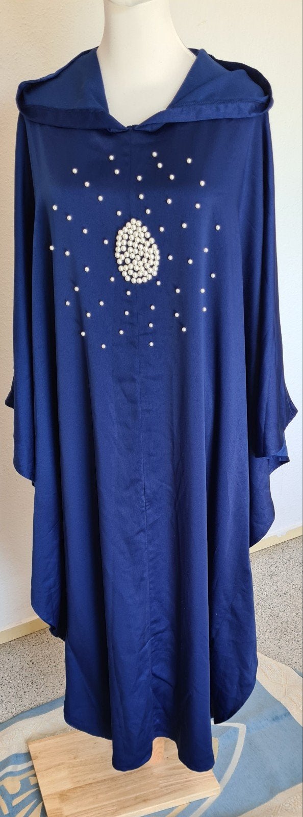 Shein Kaftan met capuchon en parels - Maat One Size, Blauw, Maat 42/44 (L), Nieuw, Ophalen of Verzenden