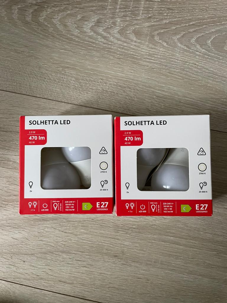 IKEA SOLHETTA LED E27 Lampen (4 stuks) - 470 lm, 2700K, Huis en Inrichting, Lampen | Losse lampen, Led-lamp, Nieuw, E27 (groot)