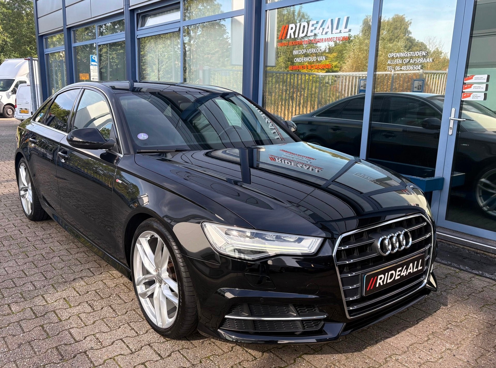 Audi A6 Limousine 1.8 TFSI/2x S-Line/DEALER ONDERHOUDEN!, Auto's, Dealer onderhouden, Gebruikt, Leder en Stof, Zwart