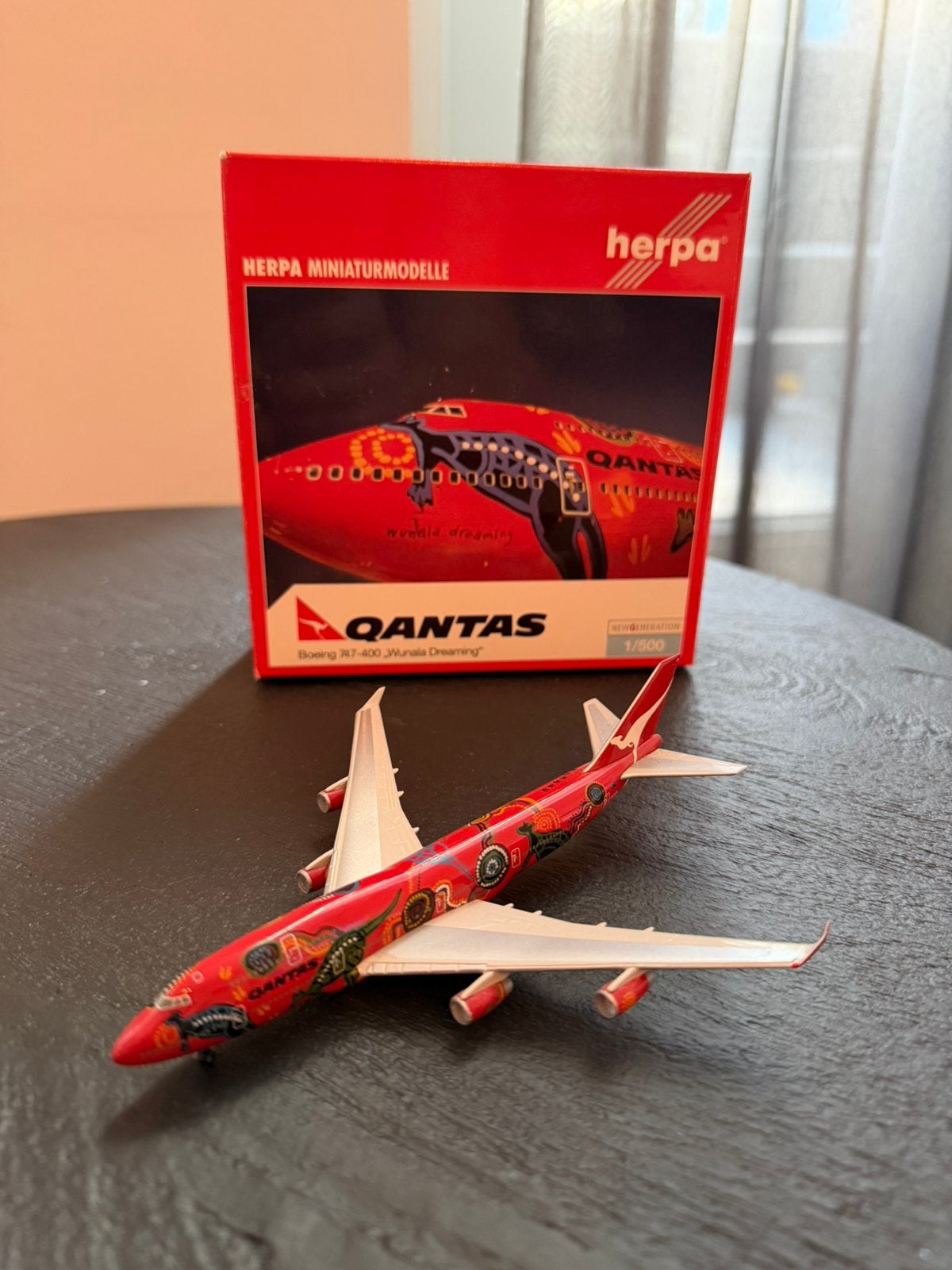 Herpa Wings 1:500 — Set Qantas Boeing 747 "Wunala & Nalanji”, Ophalen of Verzenden, Zo goed als nieuw, Schaalmodel