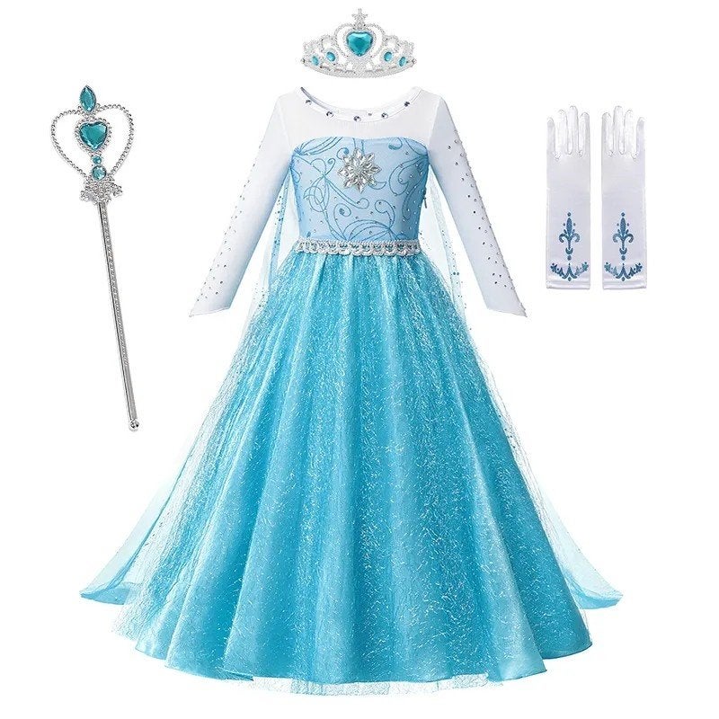 Elsa Frozen Jurk met Accessoires - Prinsessenjurk, Ophalen of Verzenden, Nieuw, 104 of kleiner, Meisje