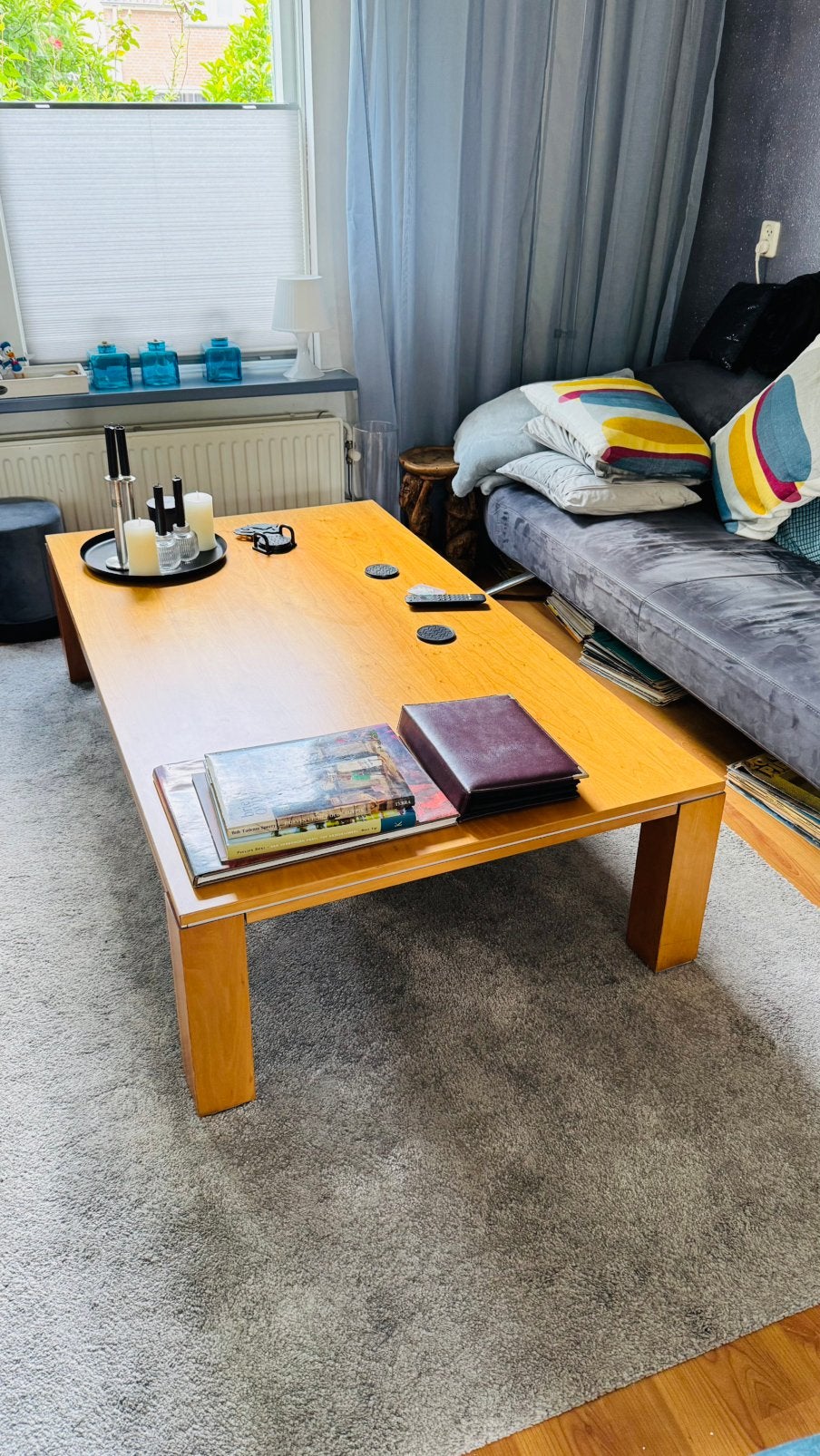 Lage beuken salontafel - 160x90x40 cm - Goede staat, Ophalen, Gebruikt, 50 tot 100 cm, Stijlvol.