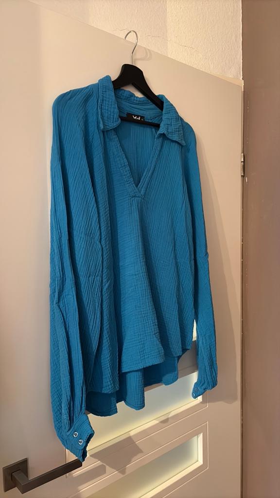Blauwe mousseline blouse van Most Wanted maat xxl, Ophalen of Verzenden, Zo goed als nieuw, Maat 42/44 (L), Blauw