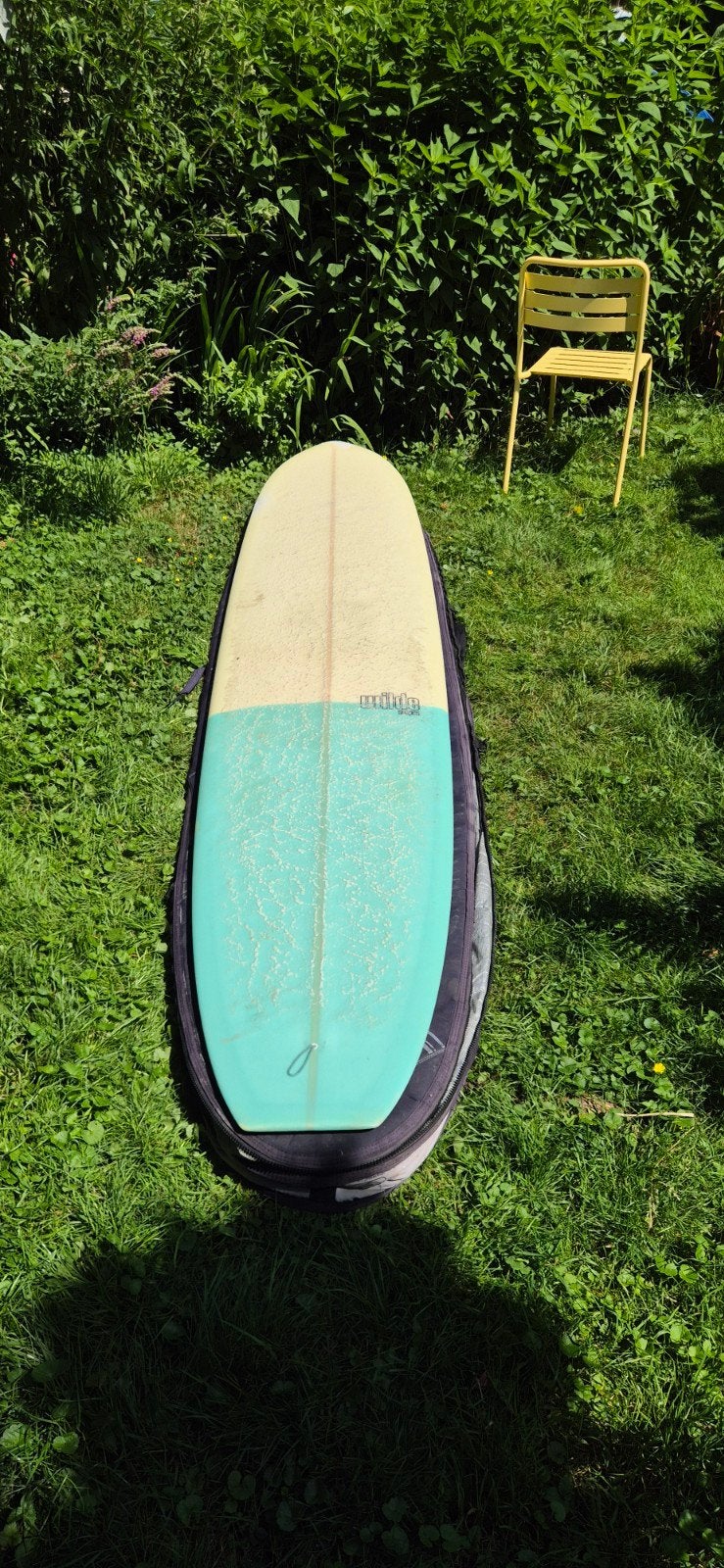 Wilde Shapes Admiraal 9.6 Longboard met 10.0 inch fin en tas, Ophalen of Verzenden, Gebruikt, Longboard, Met draagtas