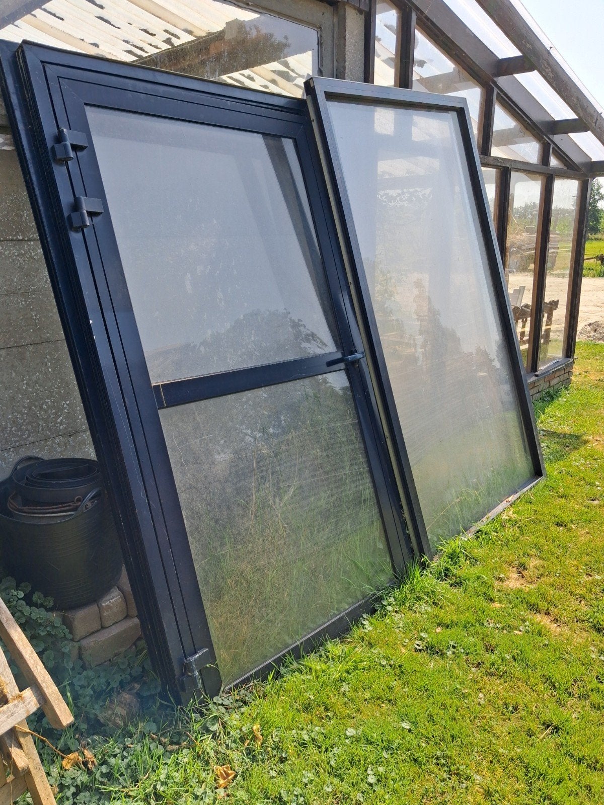 Alluminium kozijnen, 4 stuks + kozijn-deur plexie glas!!, Tuin en Terras, Overkappingen, Ophalen