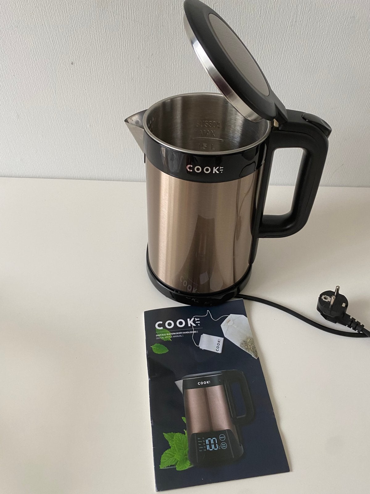 Cook- IT waterkoker Digitaal 2 keer gebruikt, 1 tot 2 liter, Ophalen of Verzenden, Zo goed als nieuw