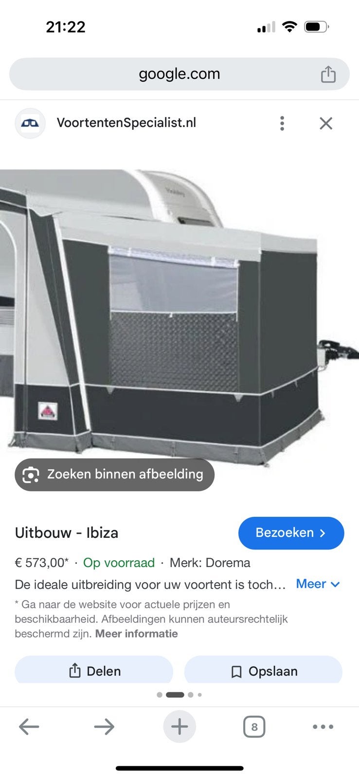 Dorema uitbouw Ibiza - Gebruikt, goede staat, Ophalen, Gebruikt, Tot en met 2