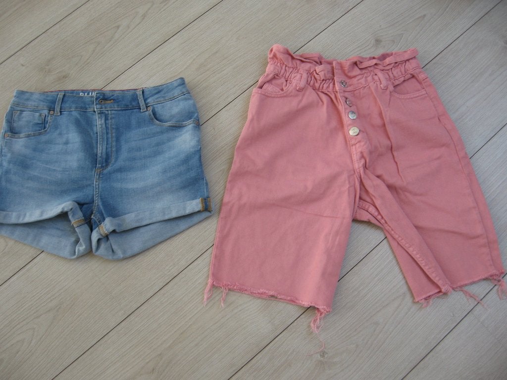 2 Korte broeken m elastaan164 XS Only Blue Ridge samen€10,-, Ophalen of Verzenden, Zo goed als nieuw, Jongen of Meisje, Broek