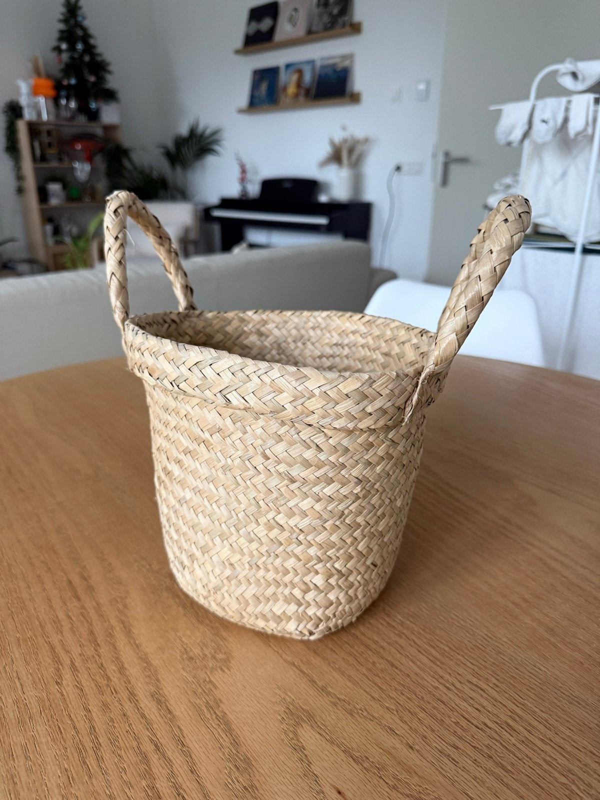 Mandje SKLUM - Decoratieve rieten mand met handvatten, Gebruikt, Gevlochten, Mand, Rond