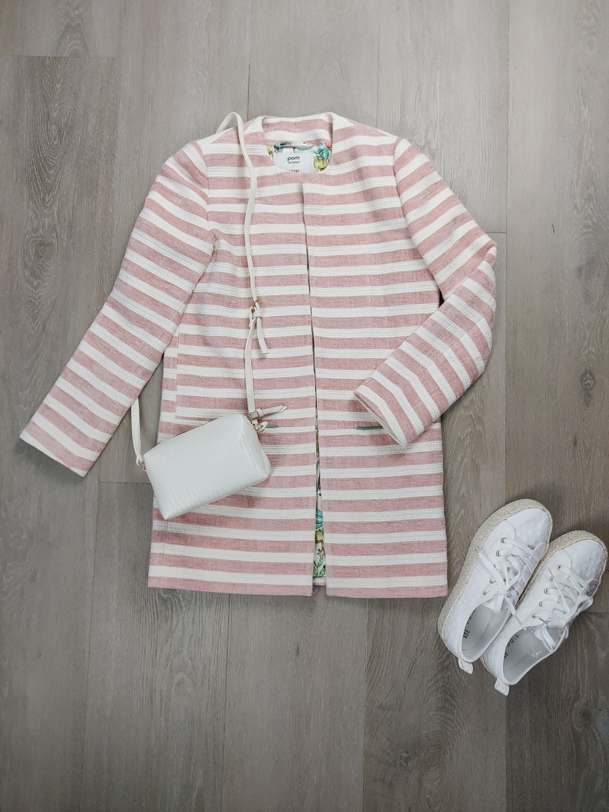 POM Amsterdam Roze Gestreepte Jacket Jas Maat S, POM Amsterdam, Verzenden, Zo goed als nieuw, Roze