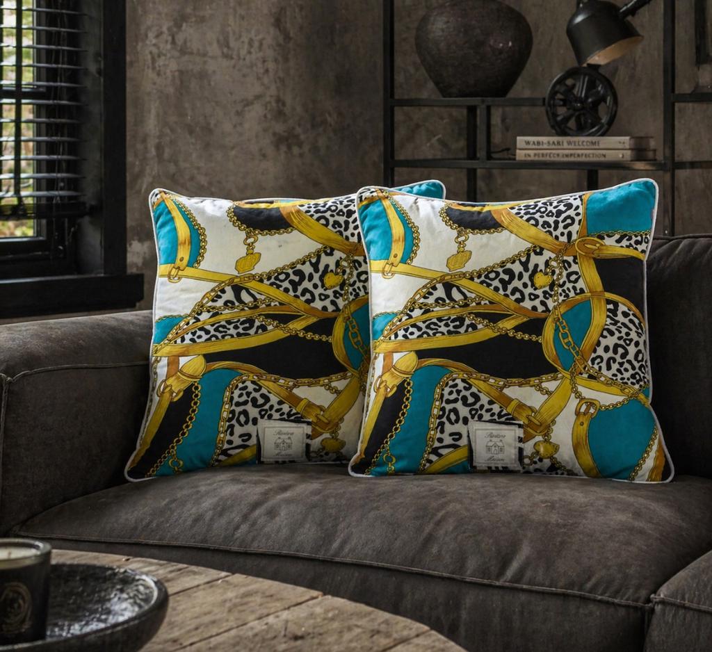 Riviera Maison nieuwe Kussenhoezen Kettingen & Luipaardprint, Ophalen of Verzenden, Nieuw, Overige kleuren, Vierkant