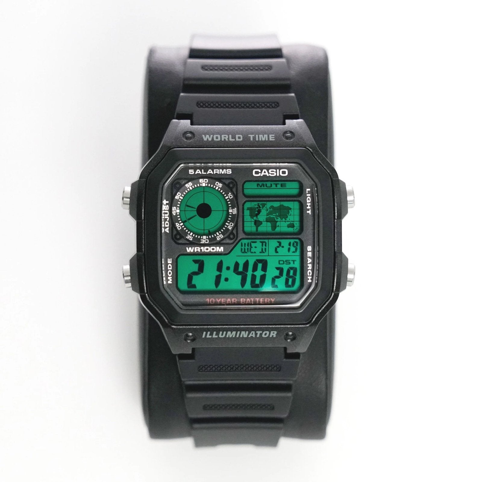 Casio AE-1200 World Time green, Ophalen of Verzenden, Zo goed als nieuw