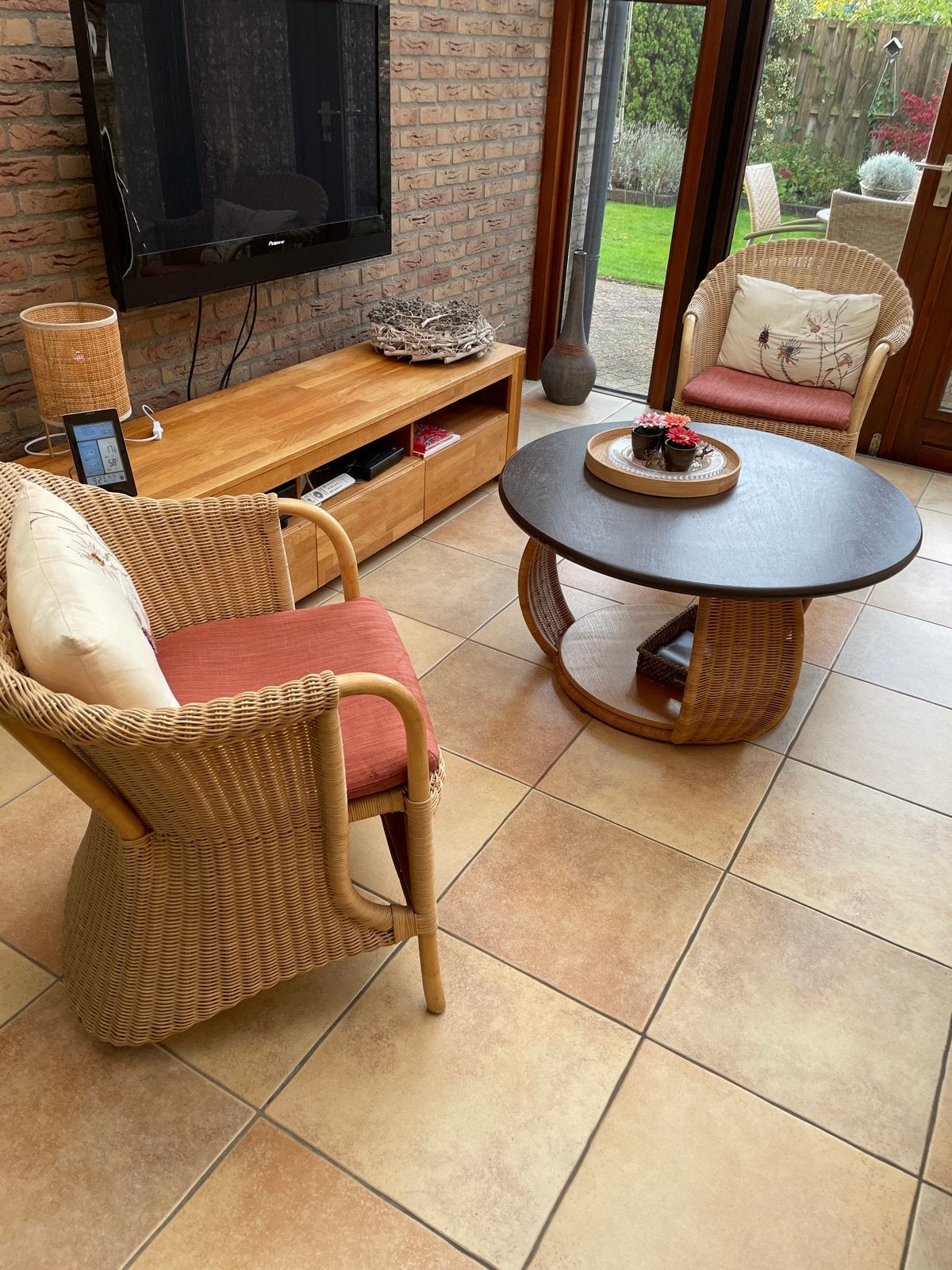 Rotan stoelen met kussens - set van 2, Ophalen, Gebruikt, Twee, Overige kleuren