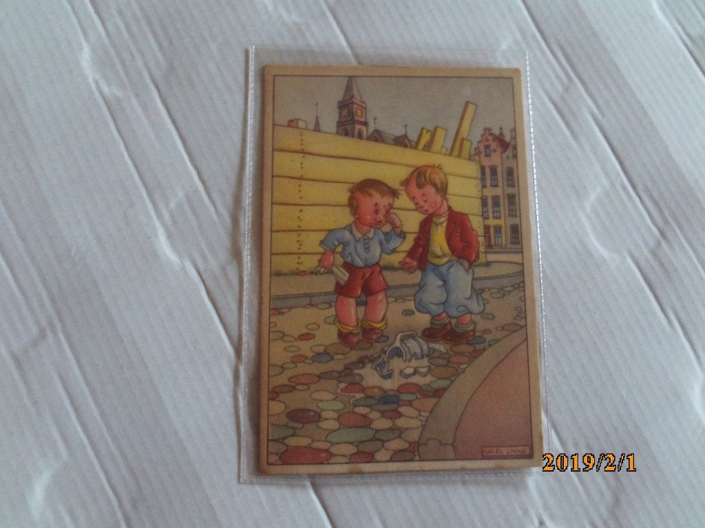 oude kinderkaart huilend kind - melkkan is stuk, Ophalen of Verzenden, 1960 tot 1980, Ongelopen, Kinderen