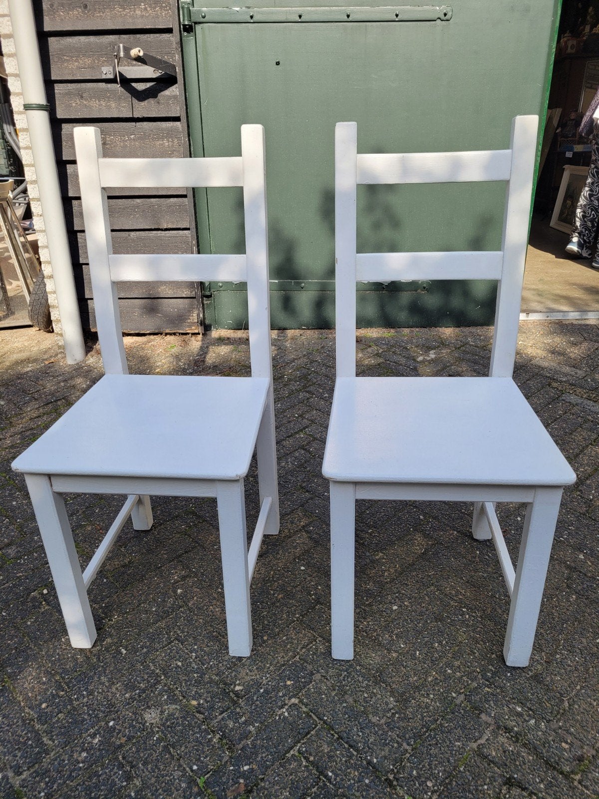 2 houten Ikea keukenstoelen eetkamerstoel 2 stuks €10,-, Huis en Inrichting, Ophalen, Gebruikt, Wit, Vijf, Zes of meer stoelen