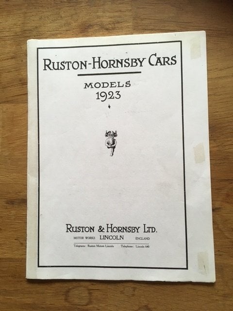 Ruston-Hornsby Cars Models 1923 brochure, Gelezen, Ophalen of Verzenden, Overige merken, Ruston & Hornsby Ltd.