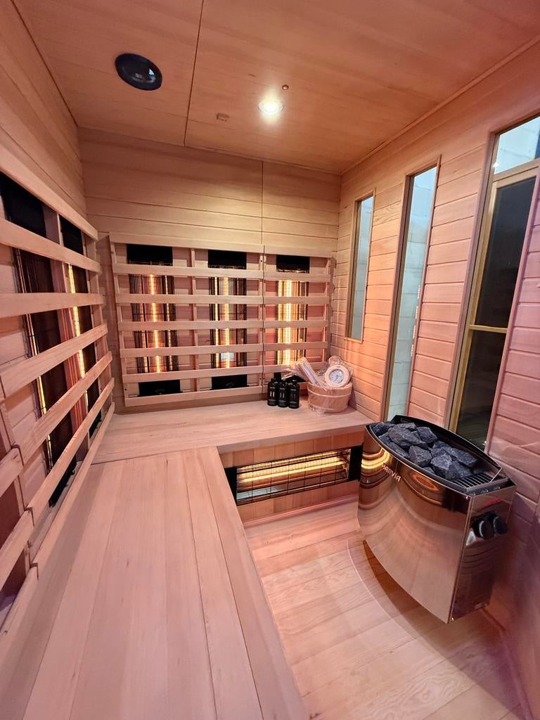Luxe Sauna Deals | Infrarood, Finse Sauna’s en Combi Sauna’s, Ophalen of Verzenden, Zo goed als nieuw, Fins of Traditioneel, Complete sauna