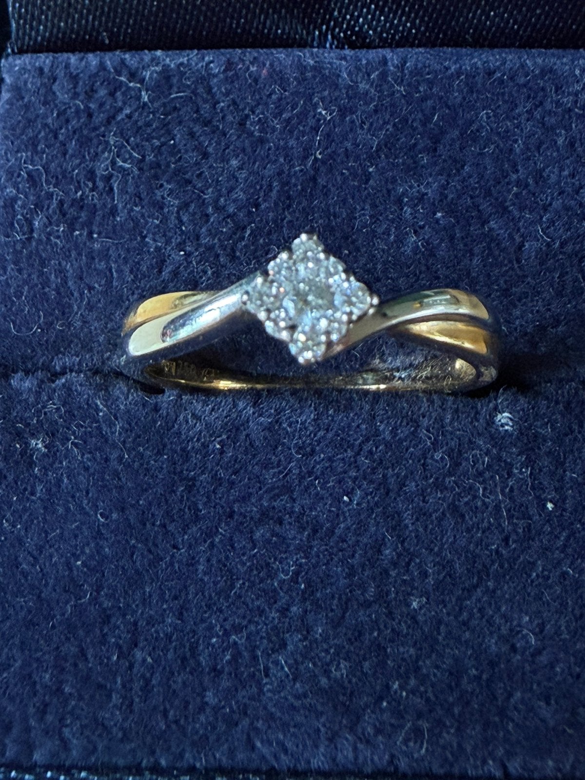 Ring Gassan, wit/geel goud, 9 brillianten, Sieraden, Tassen en Uiterlijk, Ringen, Verzenden, Dame, Goud, Goud