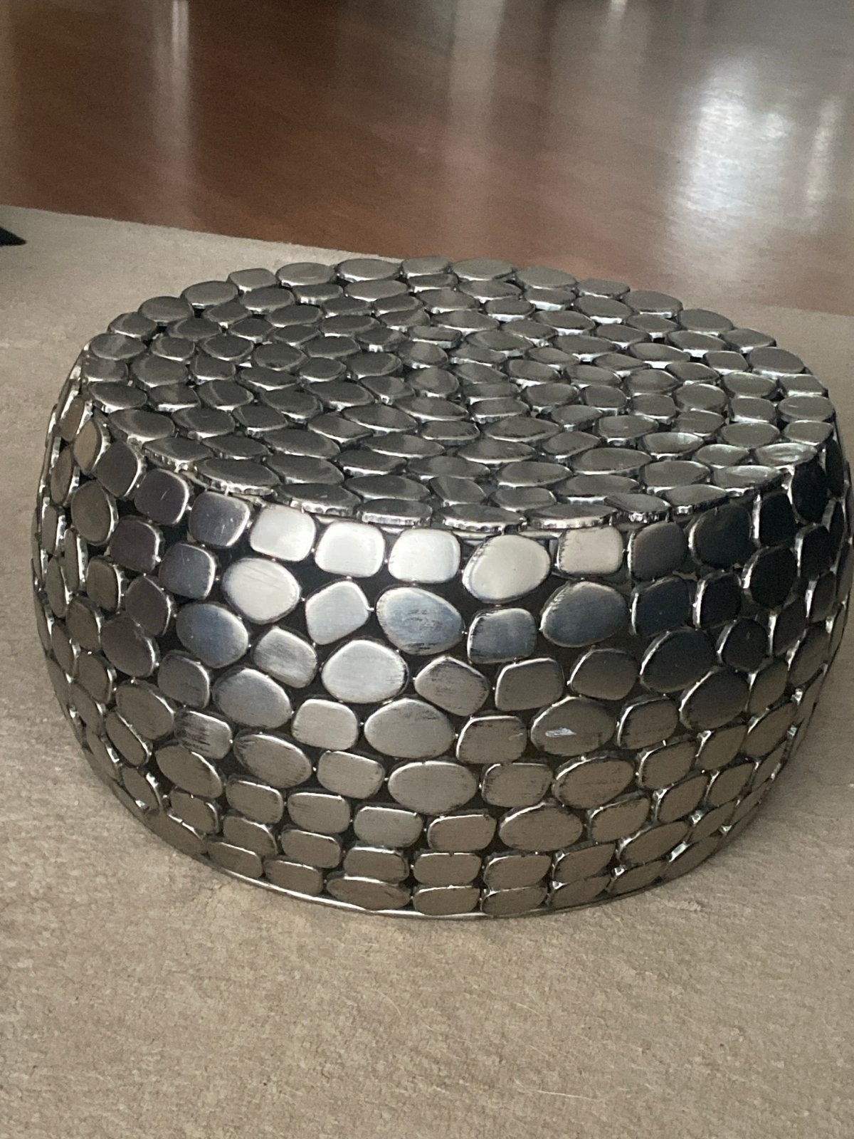 Zilverkleurige salontafel/bijzettafel met kiezelpatroon, Ophalen, Gebruikt, Zilver, Metaal