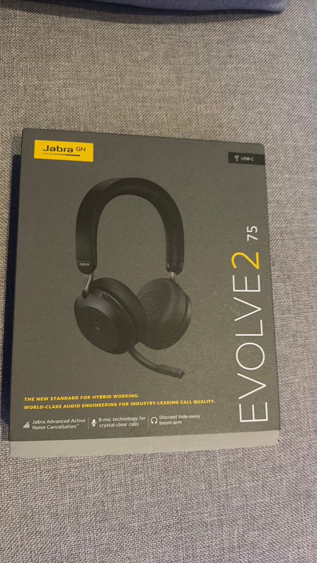 Jabra Evolve 2 75 Headset, Ophalen of Verzenden, Zo goed als nieuw, Draadloos