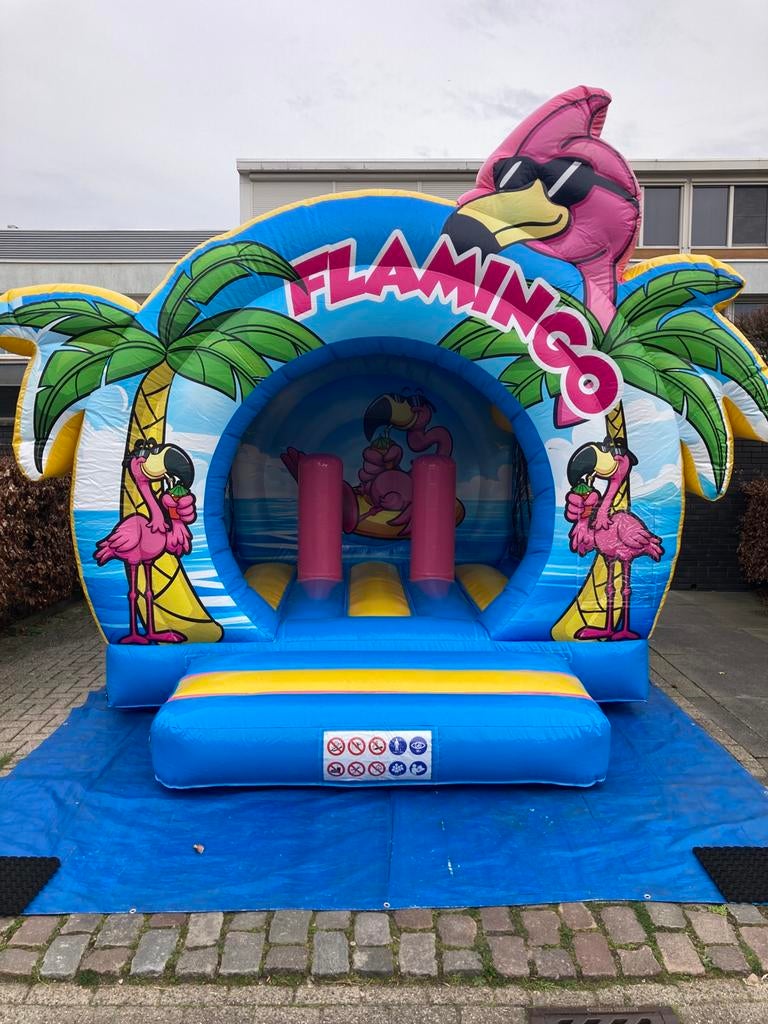 Supergaaf springkussen Flamingo te huur! 3,5 x 4,5m!, Ophalen of Verzenden, Zo goed als nieuw, Overige