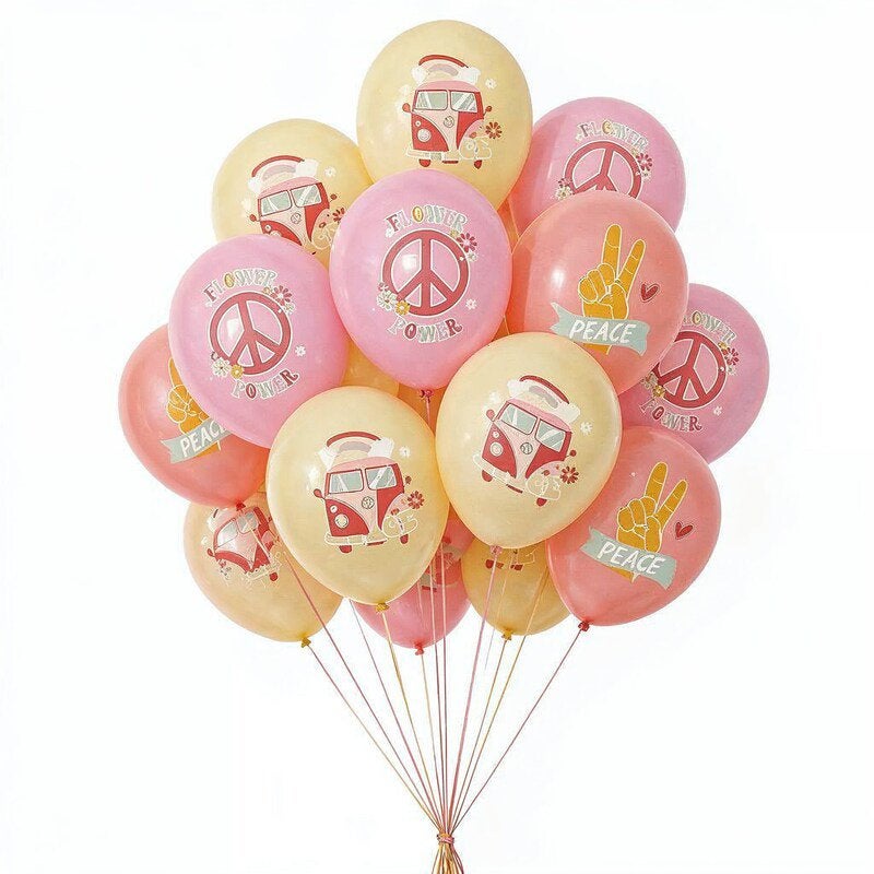 Ballonnen set Love & Peace Hippie. 18-delig, Versiering, Nieuw, Ophalen of Verzenden, Info@sweet-one.nl