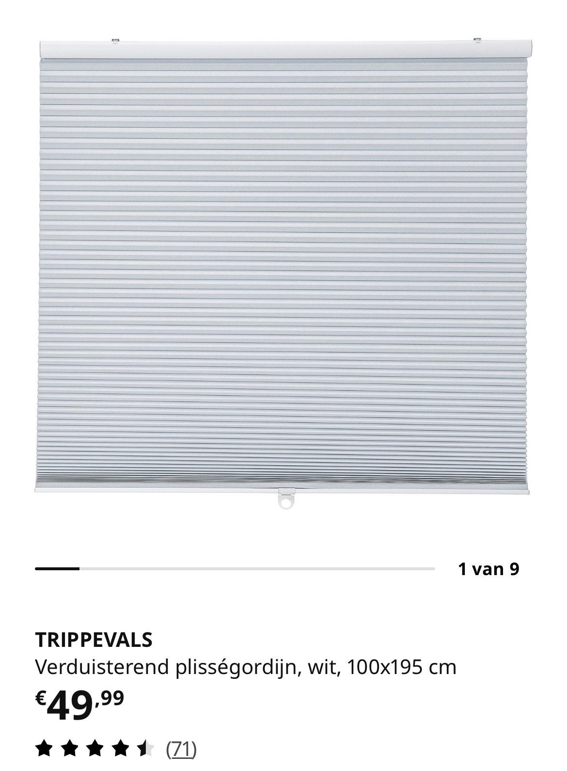 IKEA TRIPPEVALS Verduisterend Plisségordijn - Diverse Maten, Huis en Inrichting, Ophalen, Verduisterend, Wit, Zo goed als nieuw