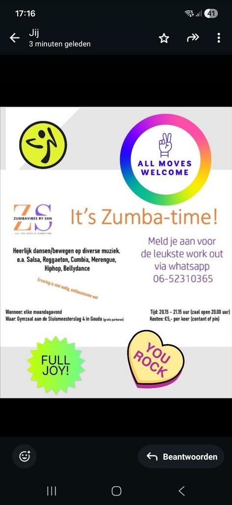 Zumba les in Gouda zonder abonnement, Ophalen of Verzenden, Nieuw, Overige typen