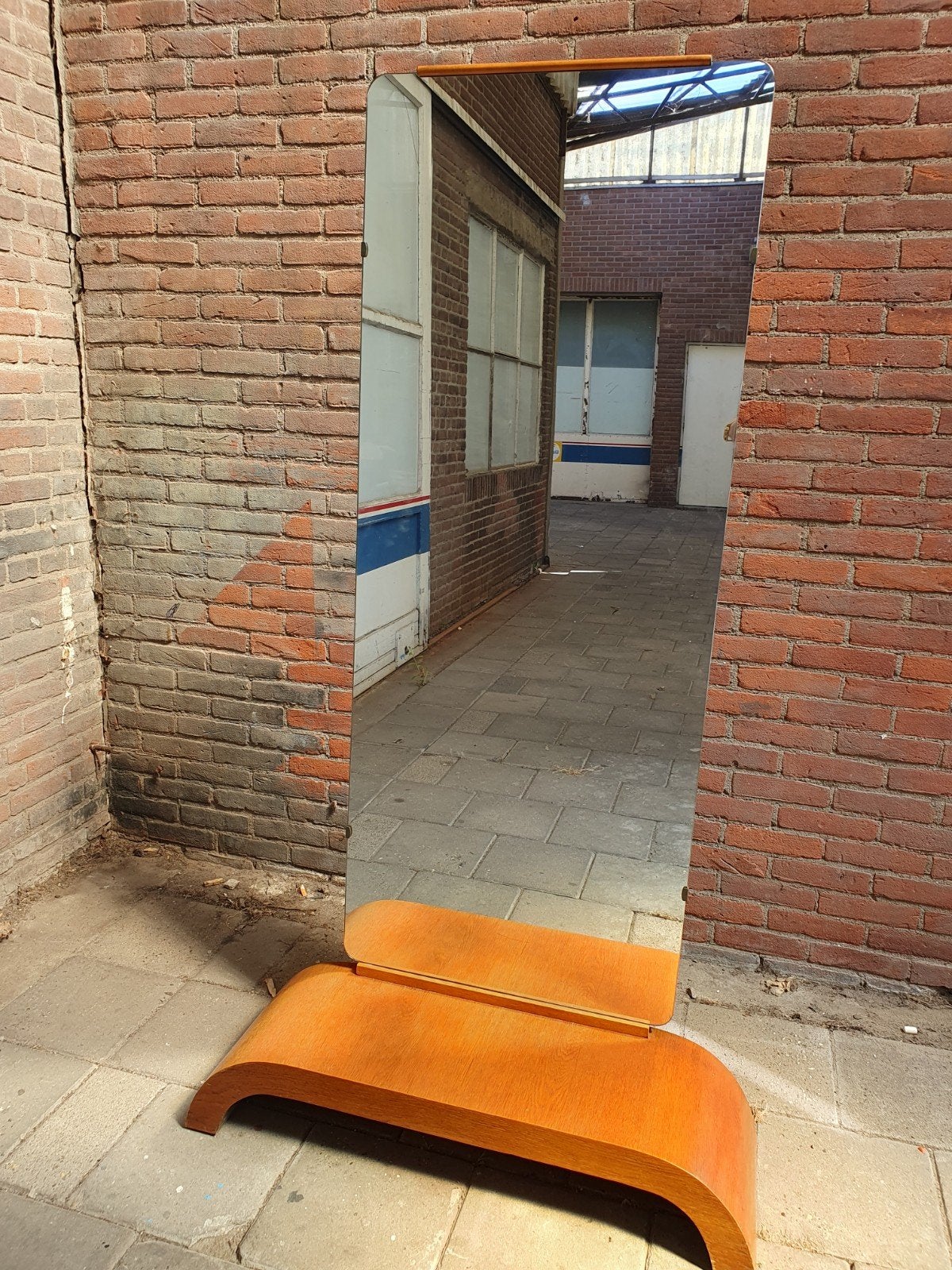 Vintage staande spiegel, Ophalen, Minder dan 50 cm, Zo goed als nieuw, 150 tot 200 cm