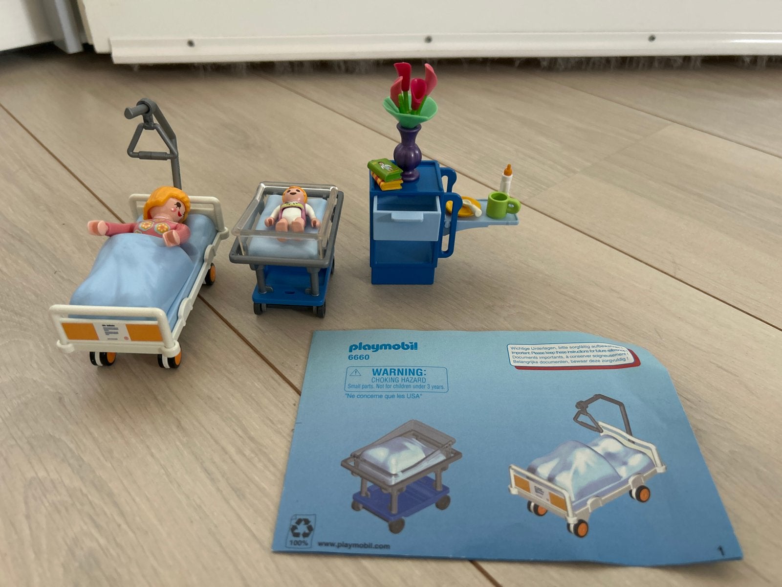 Playmobil Ziekenhuis Kamer met Moeder en Baby (Set 6660), Gebruikt, Complete set, Overige typen, Ophalen of Verzenden