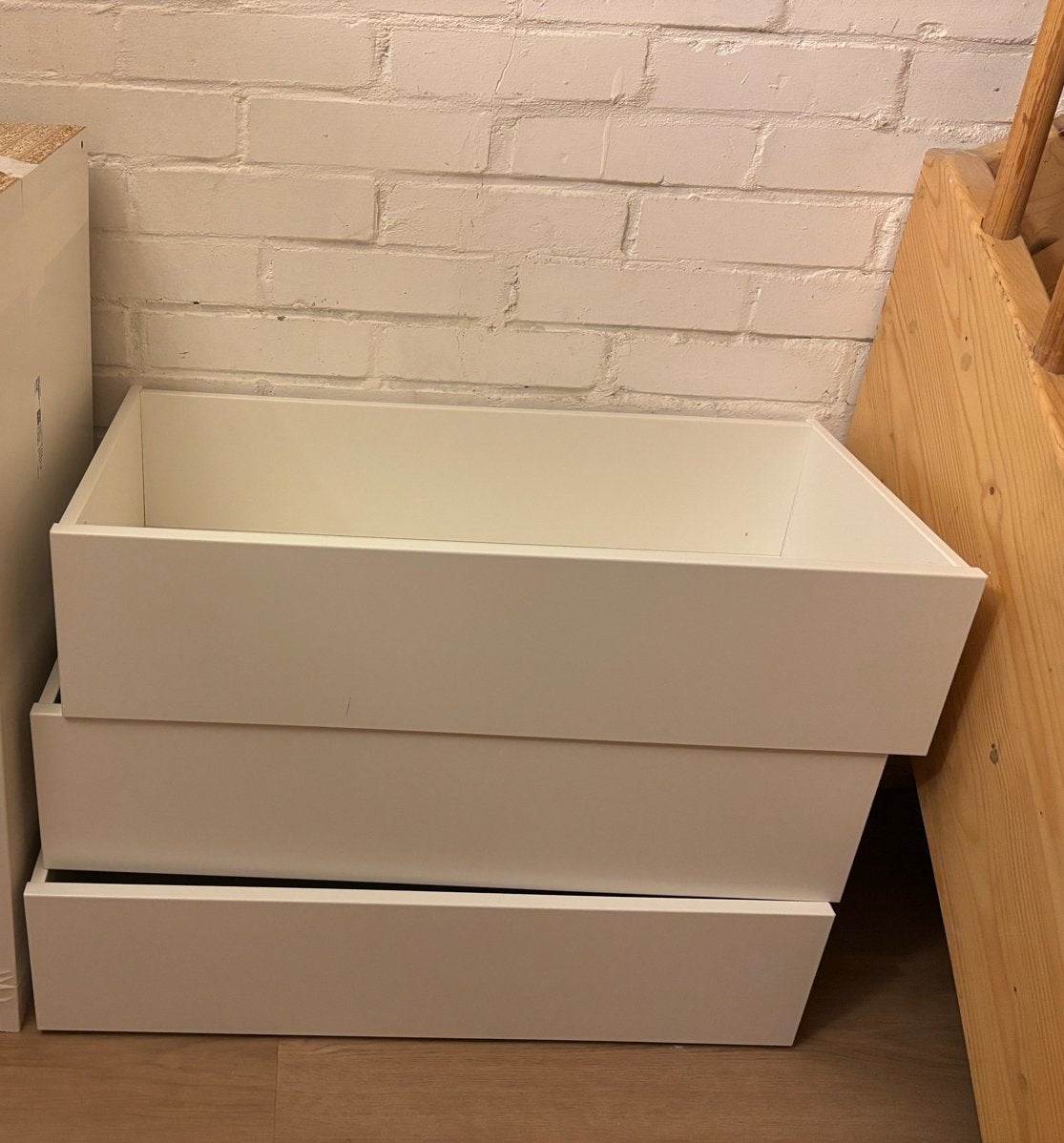 3 Witte lades voor pax kast (komplement), 75x35, Ophalen, 50 tot 100 cm, Zo goed als nieuw, 3 of 4 laden