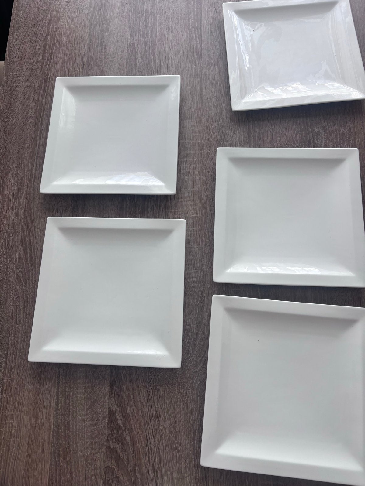 5 Witte vierkante borden by Sam & Souter, Huis en Inrichting, Gebruikt, Overige merken, Keramiek, Ophalen of Verzenden