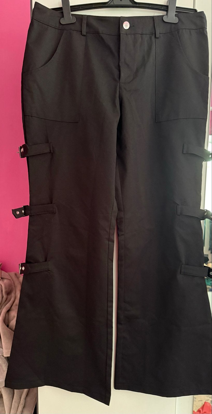Shein Zwarte Broek met Gespen - Maat XL, Zwart, Maat 46/48 (XL) of groter, Ophalen of Verzenden, Zo goed als nieuw