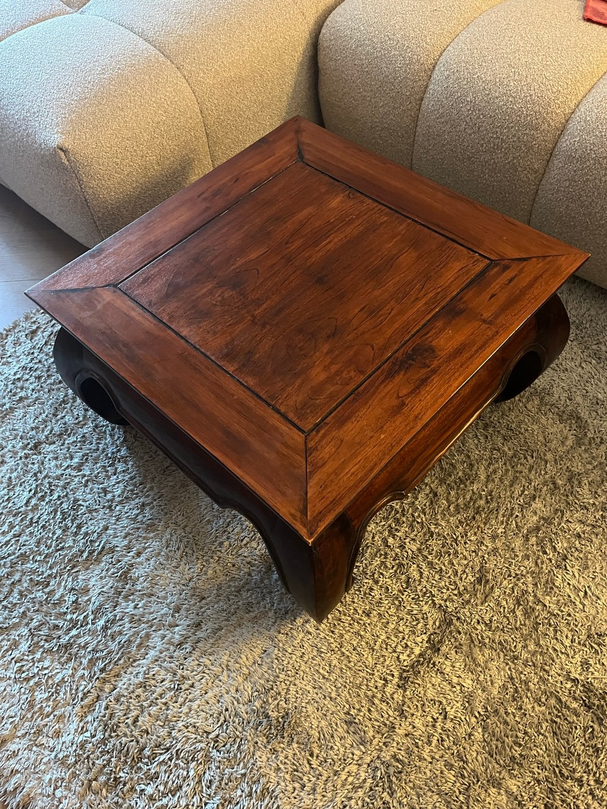 Massief houten salontafel/opiumtafel - vierkant, Ophalen, Gebruikt, Vierkant, 50 tot 100 cm