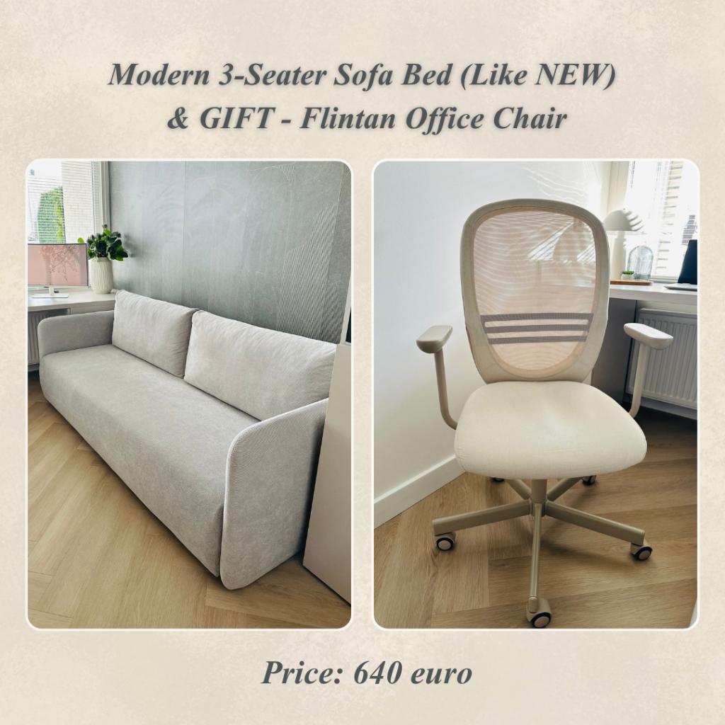 Modern 3-Seater Sofa Bed for Sale – Like New & GIFT, Huis en Inrichting, Banken | Sofa's en Chaises Longues, Ophalen, Zo goed als nieuw