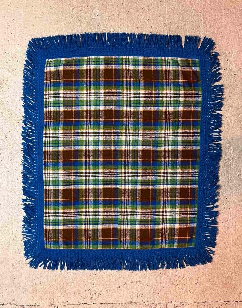 Vintage plaid tafelkleed picknickkleed geruit 147/120 cm, Huis en Inrichting, Blauw, Djt@dejuistetoon.eu, Ophalen of Verzenden