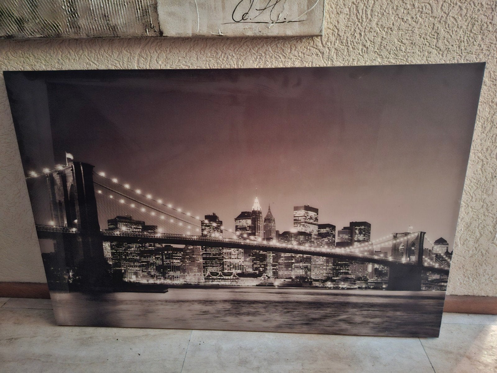 Grote canvas wanddecoratie Brooklyn Bridge New York, Ophalen, Gebruikt, 100 tot 125 cm, Foto of Poster