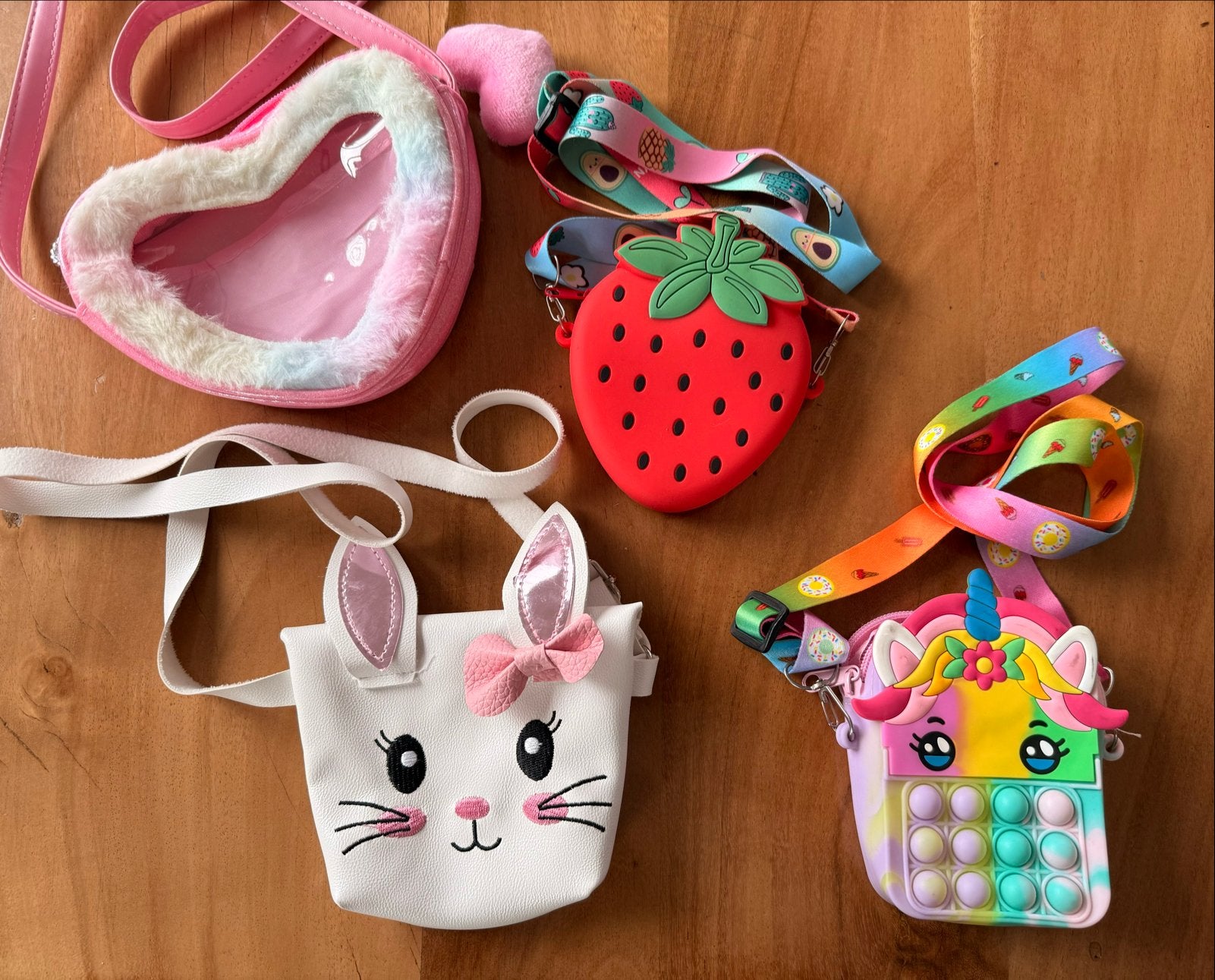 Leuke tasjes voor kinderen: aardbei, konijn, eenhoorn, hart, Ophalen, Gebruikt
