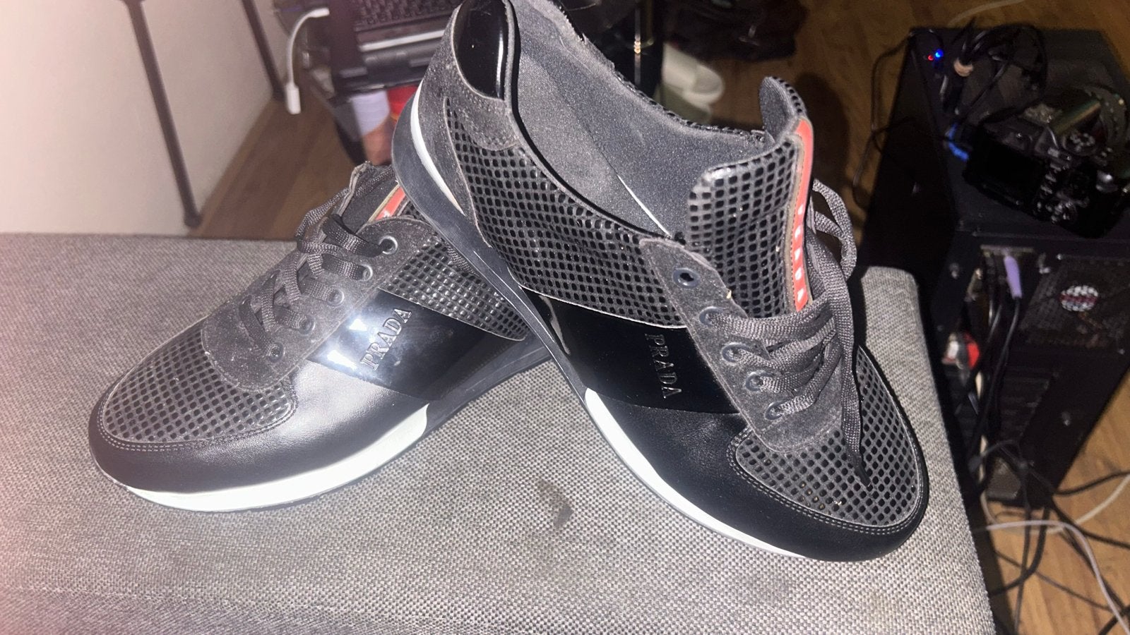 Prada Sneakers Zwart - Stijlvolle Herenschoenen, Kleding | Heren, Schoenen, Ophalen, Gedragen, Zwart, Sneakers of Gympen