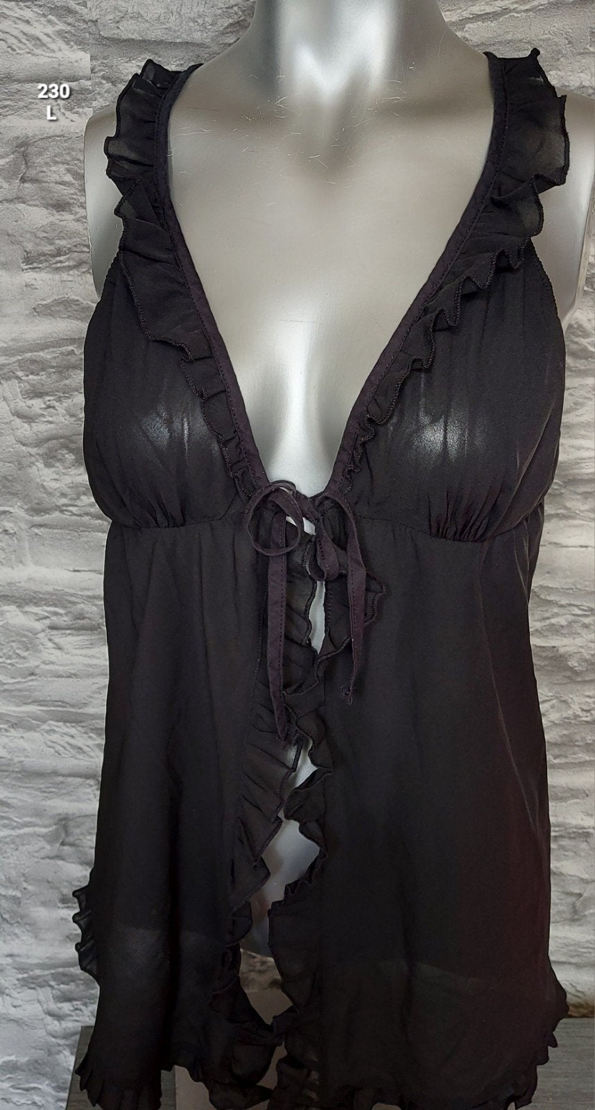Zwart babydoll met ruches - Maat L, Kleding | Dames, Ondergoed en Lingerie, Hunkemöller, Ophalen of Verzenden, Zwart, Nachtkleding