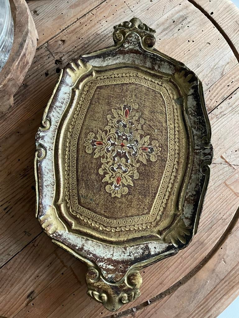 Italiaans barok dienblad dienbladje goud, Antiek en Kunst, Curiosa en Brocante, Ophalen of Verzenden